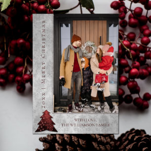 Festividades Cartão com fotos de Natal moderno Vermelho