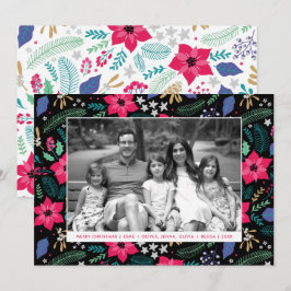Festividades Cartão com fotos de Natal Pink Magic Poinsettia