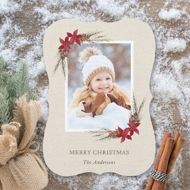 Festividades Cartão com fotos de Natal Rustic Pinecone (Criador carregado)
