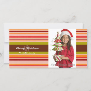 Festividades Cartão com fotos de Natal stripes