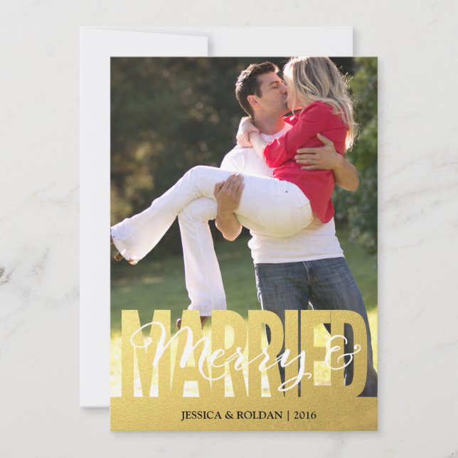 Festividades Cartão com fotos de papel casado & alegre (Frente)