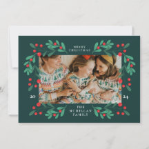 Cartão com fotos de Quadro de Natal Floral Clássic