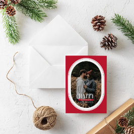 Festividades Cartão com fotos de Quadro Oval Vermelho de Feriad