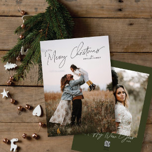 Festividades Cartão com fotos de saudação de Natal manuscrito