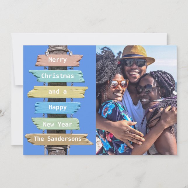 Festividades Cartão com fotos de Tema da Praia de Natal (Frente)