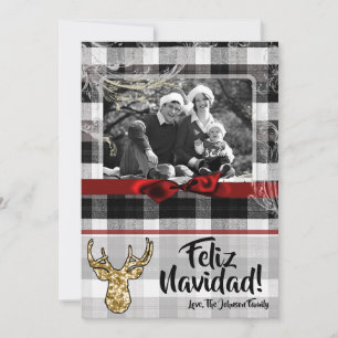 Festividades cartão com fotos de veados preto XMAS de Natal 5x