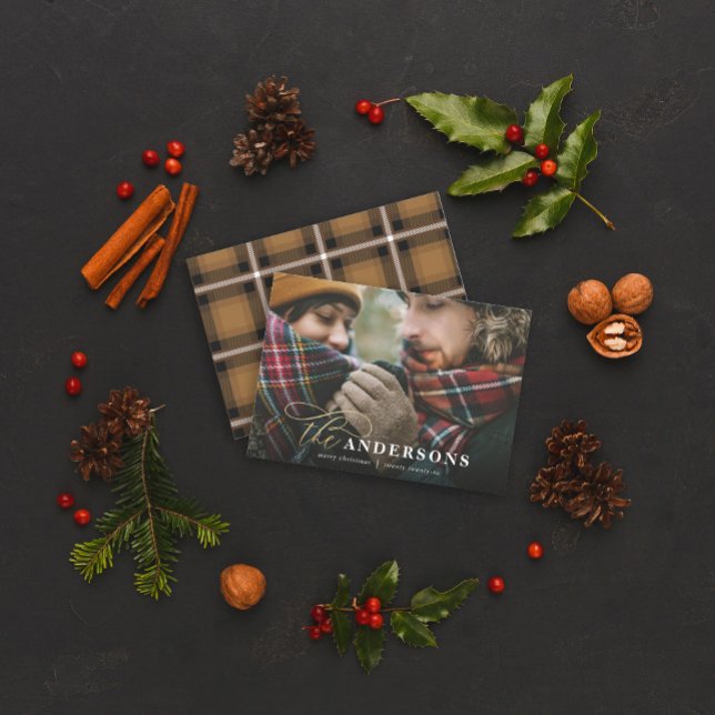 Festividades cartão com fotos de xadrez de mostarda de script D (Criador carregado)