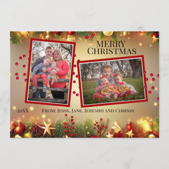 Festividades Cartão com fotos enfeites de natal (Frente)