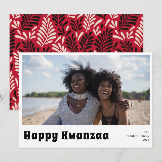 Festividades Cartão com fotos Feliz de Férias Kwanzaa (Frente/Verso)