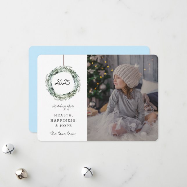 Festividades Cartão com fotos Feriado de Ano Novo Feriado Azul  (Frente/Verso In Situ)