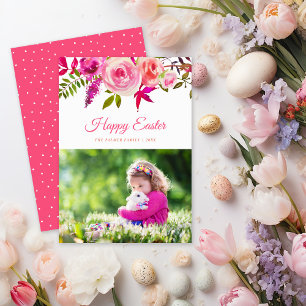 Festividades Cartão com fotos Floral de Felz pascoa de Aquarela