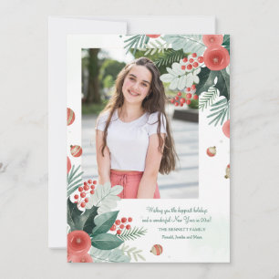 Festividades Cartão com fotos Floral de Feriado de Aquarela