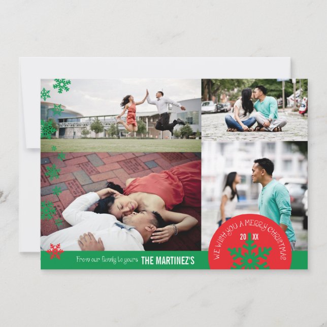 Festividades cartão com fotos Foto Floco de Neve 5x7 4 (Frente)