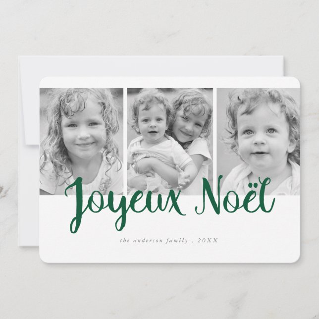 Festividades Cartão com fotos moderno do feriado de Joyeux Noel (Frente)