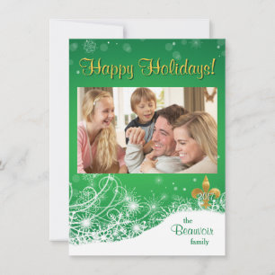 Festividades Cartão com fotos Personalizado de Fleur Verde de F