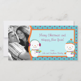 Festividades Cartão com fotos Personalizado do Homem de Neve Az