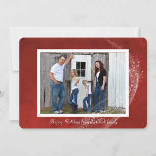 Festividades Cartão com fotos sobre fundo vermelho de Natal e