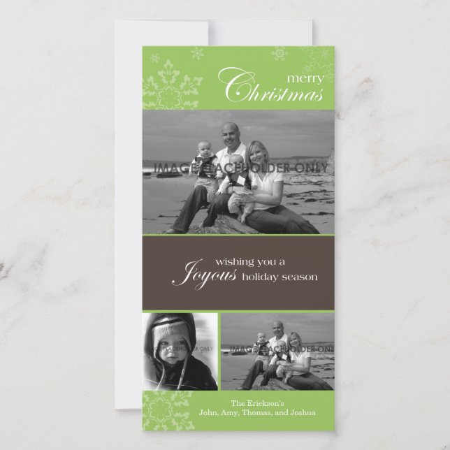 Festividades Cartão com fotos Verde Feliz de Natal (Frente)