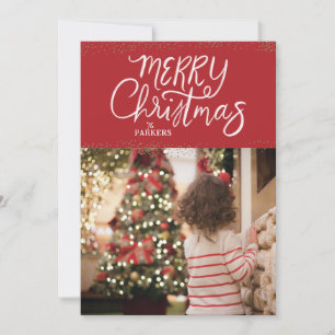 Festividades Cartão com fotos Vermelho Feliz de Natal