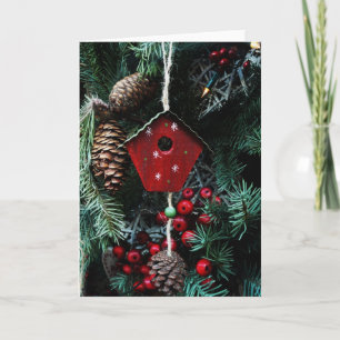 Festividades Cartão da árvore de Natal do Birdhouse