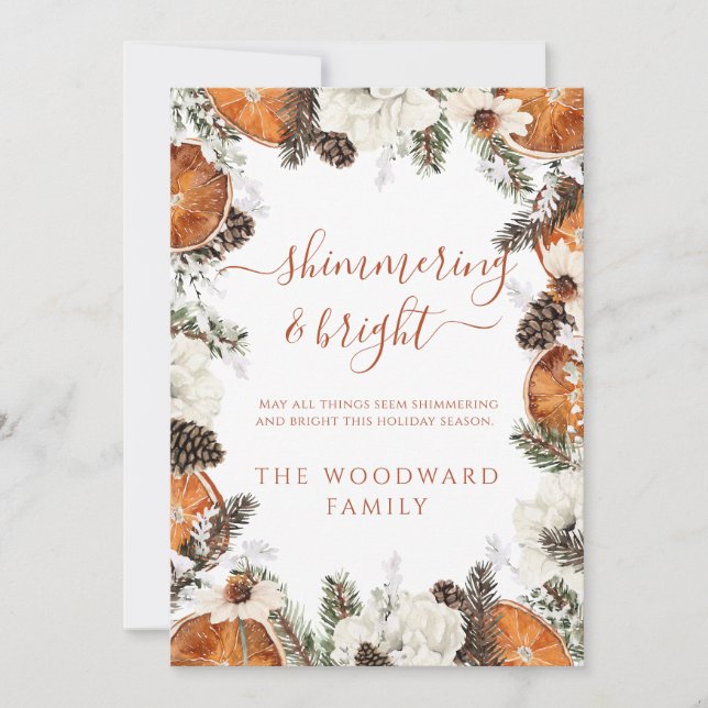 Festividades Cartão da Natureza de Cítricos de Férias Rústicas (Frente)