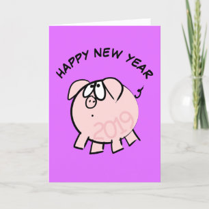 Festividades Cartão de 2019 Ilustração de Porco Engraçado para