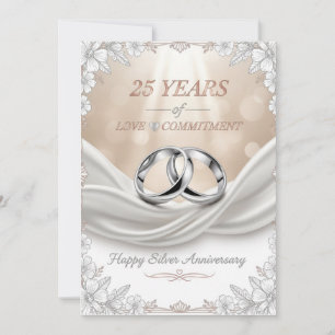 Festividades Cartão de 25º Aniversário de Casamento – Bodas de 