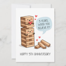 Cartão de 5º Casamento | Cartão de Aniversário de