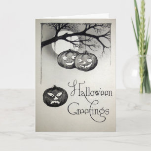 Festividades Cartão de Abóbora de Halloween Vintage