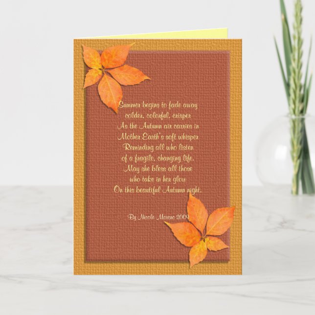 Festividades Cartão de Ação de Graças, Autumn Vivy com poema (Frente)