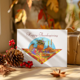 Festividades Cartão de Ação de Graças de Harvest Quilt Cornucop