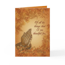 Cartão de Ação de Graças de mãos rezando