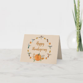 Festividades Cartão de Ação de Graças Feliz para Aves Hummingbi