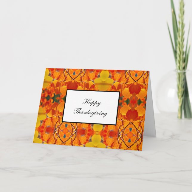 Festividades Cartão de Ação de Graças Padrão de Folha Amarelo/L (Frente)