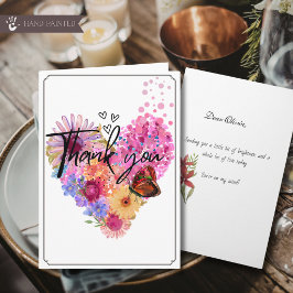 Festividades Cartão de Agradecimento Coração Floral Aquarela Vi