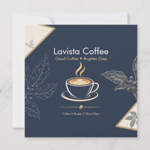 Festividades Cartão de agradecimento de café elegante em azul m