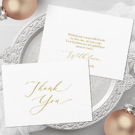 Festividades Cartão de Agradecimento de Letra Dourada Elegante