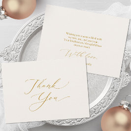 Festividades Cartão de Agradecimento de Letra Dourada Elegante