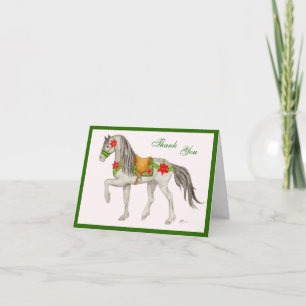 Festividades Cartão de agradecimento do cavalo Poinsettia