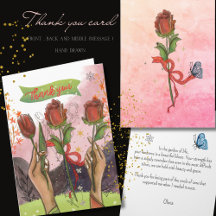 Cartão de Agradecimento Encorajamento Rosa & Tulip