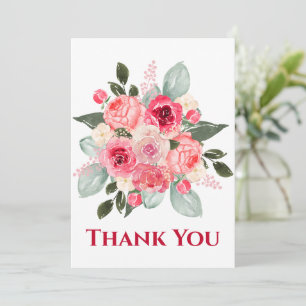 Festividades Cartão de Agradecimento Floral de Rosa em Aquarela
