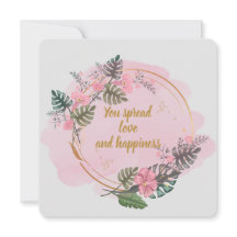 Cartão de agradecimento floral rosa