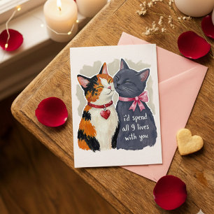 Festividades Cartão de Amor de Gatinho Valentine com Nove Vidas