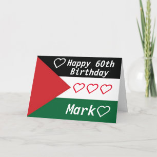 Festividades cartão de aniversário com a bandeira palestina