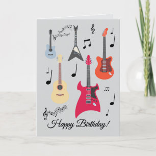 Festividades Cartão de Aniversário com Guitarra