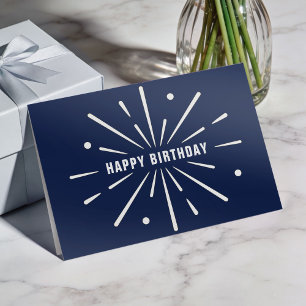 Festividades Cartão de Aniversário Corporativo Azul Branco Simp
