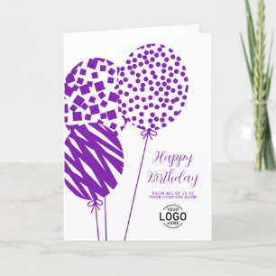 Festividades Cartão de Aniversário Corporativo Balões Roxos Bra