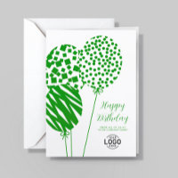 Cartão de Aniversário Corporativo com Balões Verde