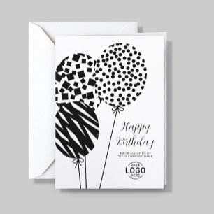 Festividades Cartão de Aniversário Corporativo Logo Preto Branc