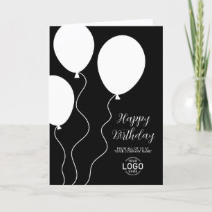 Festividades Cartão de Aniversário Corporativo Preto e Branco S